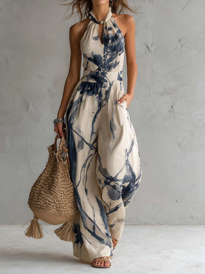 Lila™ | Elegant Ink Print Jumpsuit