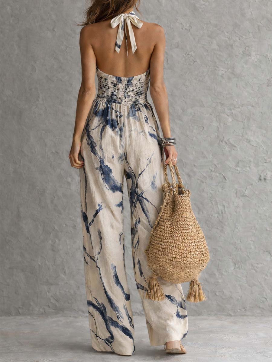 Lila™ | Elegant Ink Print Jumpsuit