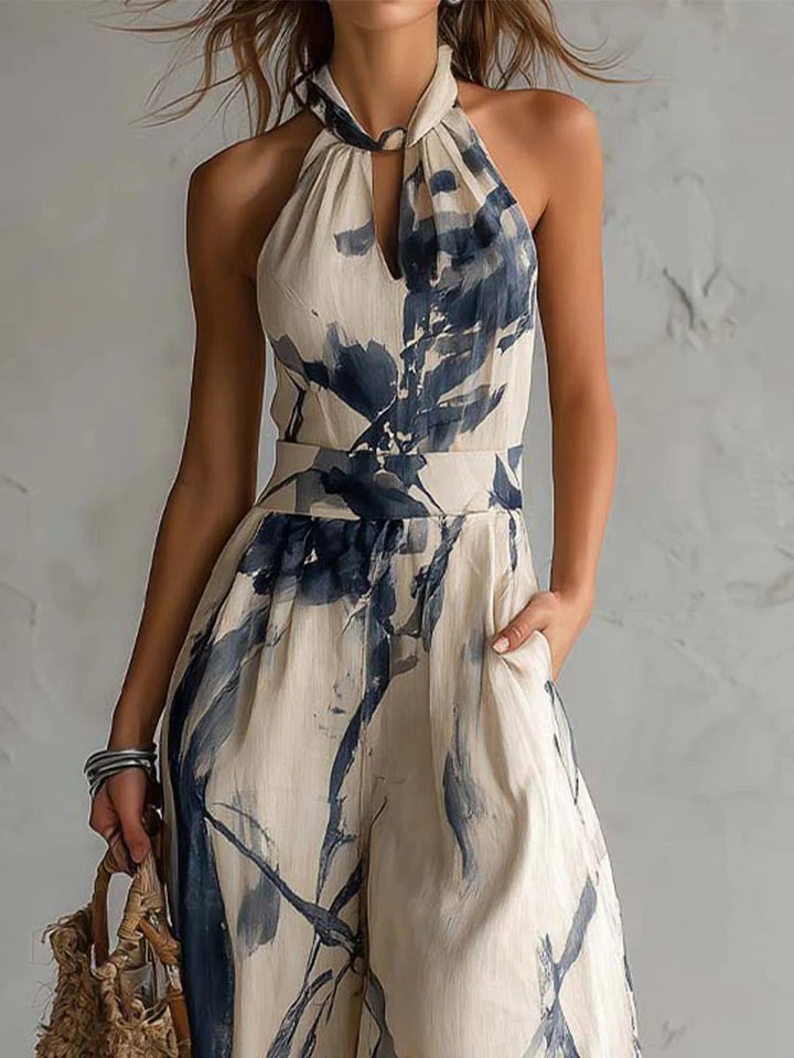 Lila™ | Elegant Ink Print Jumpsuit