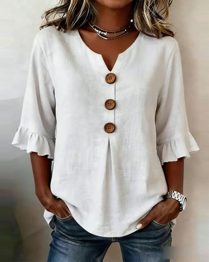 Sophia | Cotton Linen Button Blouse