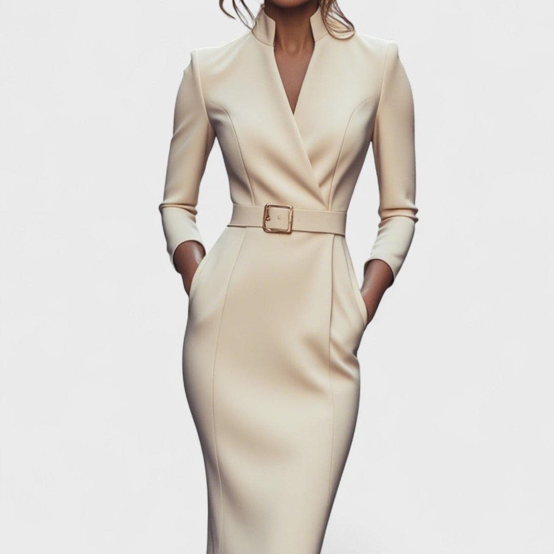 Mandarin Luxe – Maxi dress with belt