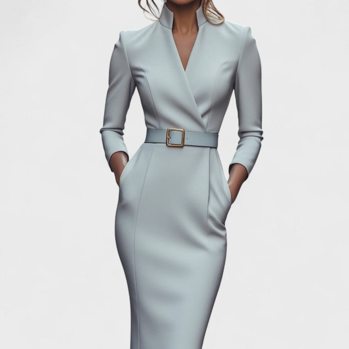 Mandarin Luxe – Maxi dress with belt