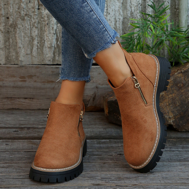 Bootara Women's Metro Chelsea Boots - Side-Zip Suede Ankle Boots with Chunky Heel (US 5-10.5)