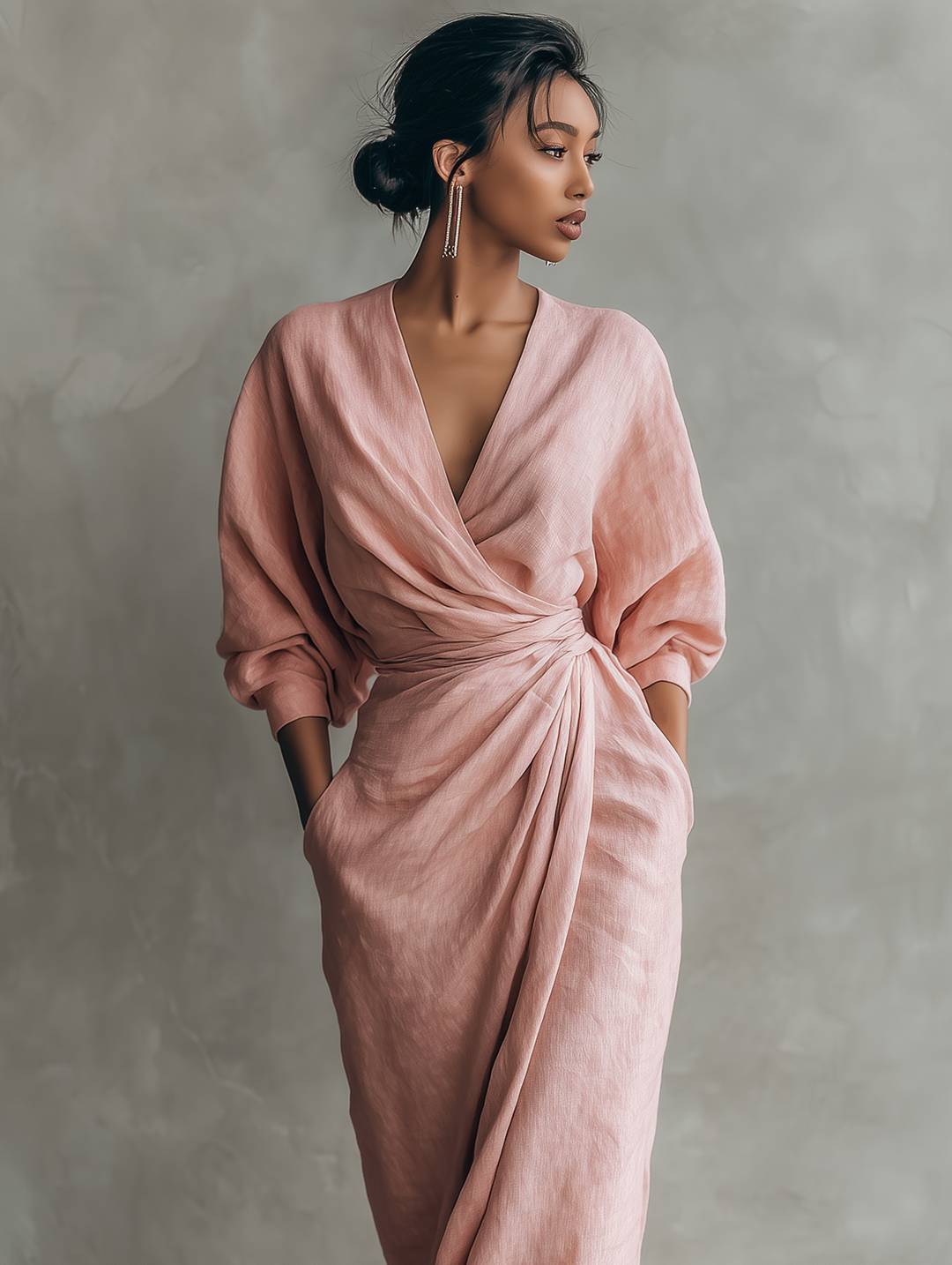 Rosalie™ | Linen V-Neck Maxi Dress