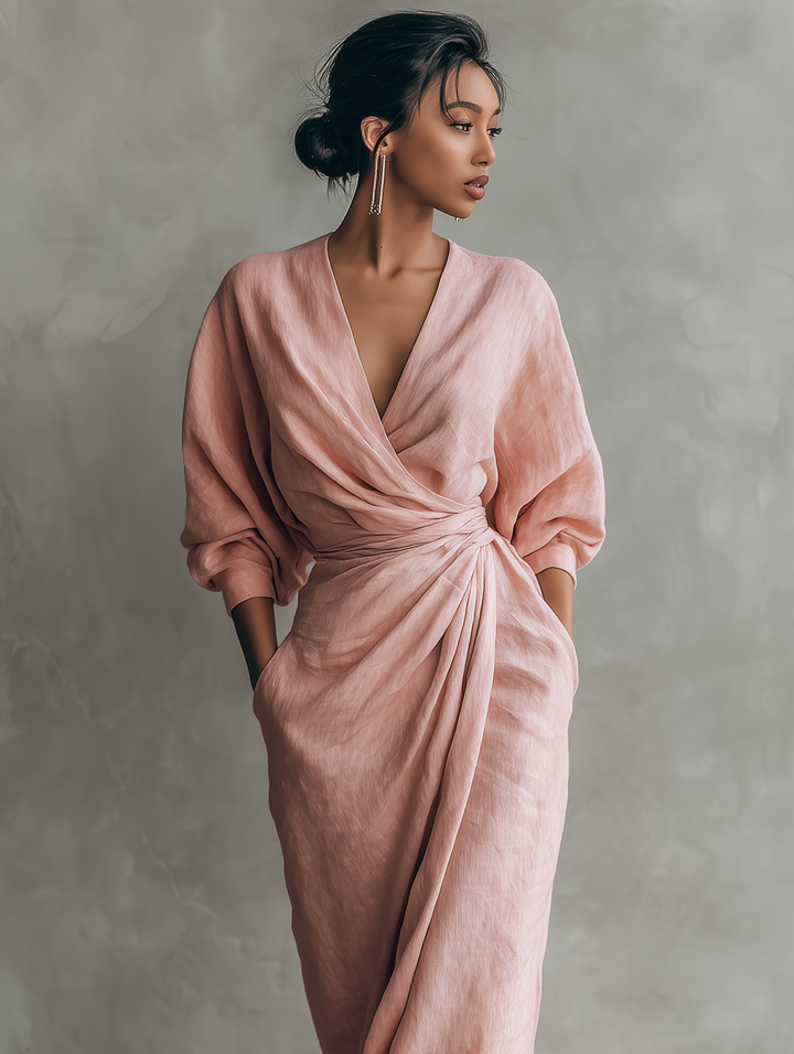 Rosalie™ | Linen V-Neck Maxi Dress