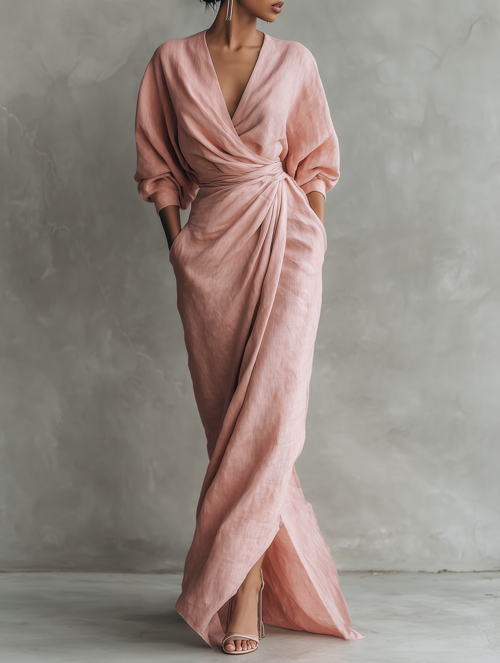 Rosalie™ | Linen V-Neck Maxi Dress