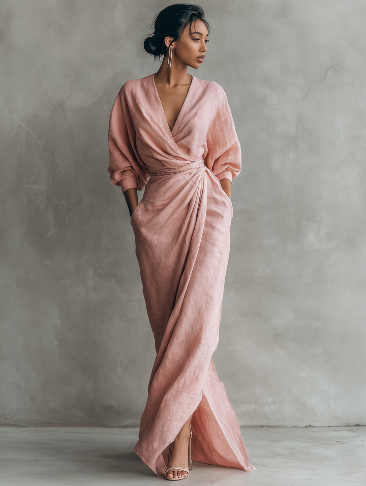 Rosalie™ | Linen V-Neck Maxi Dress