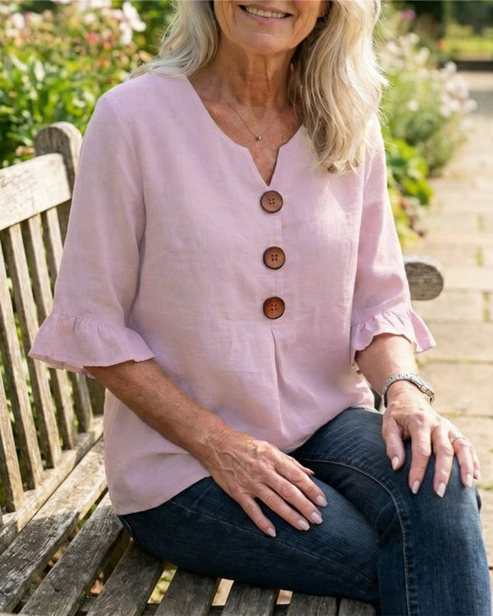 Sophia | Cotton Linen Button Blouse
