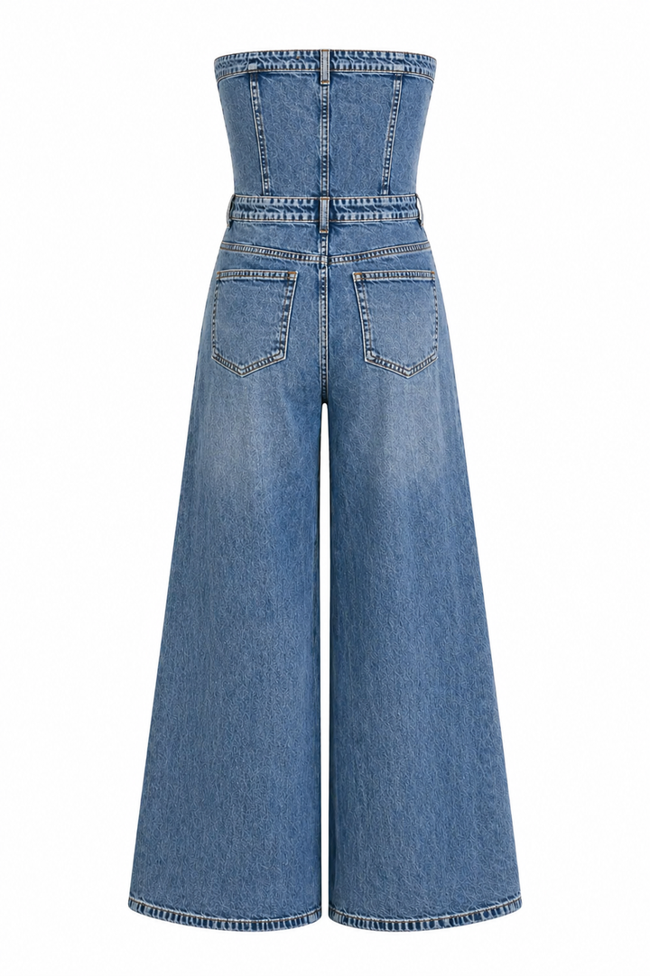 Linda | Strapless Denim Jumpsuit