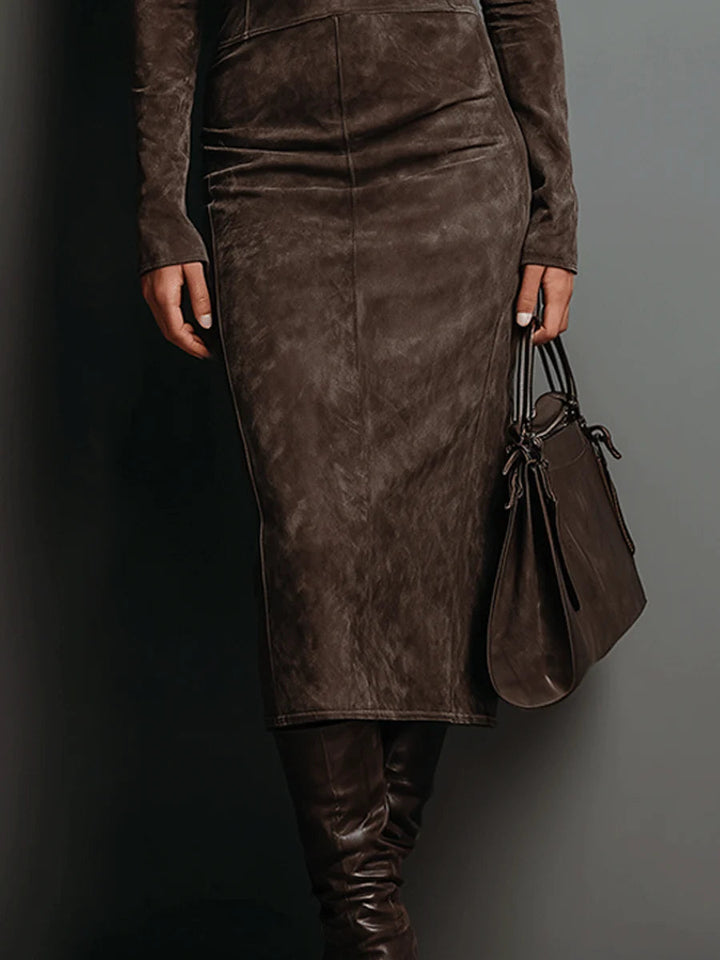 Frosina Suede Midi Dress
