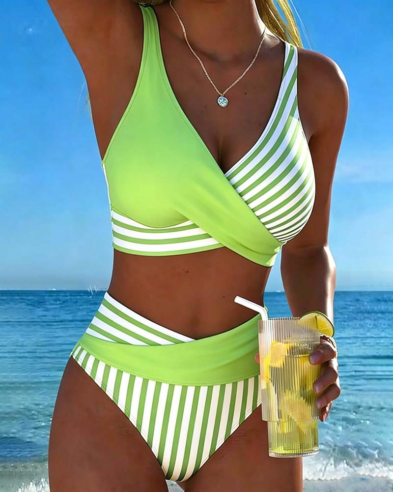 Monroe™ | Striped Cross-Front Bikini Set