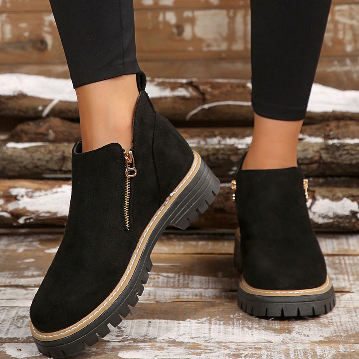 Bootara Women's Metro Chelsea Boots - Side-Zip Suede Ankle Boots with Chunky Heel (US 5-10.5)
