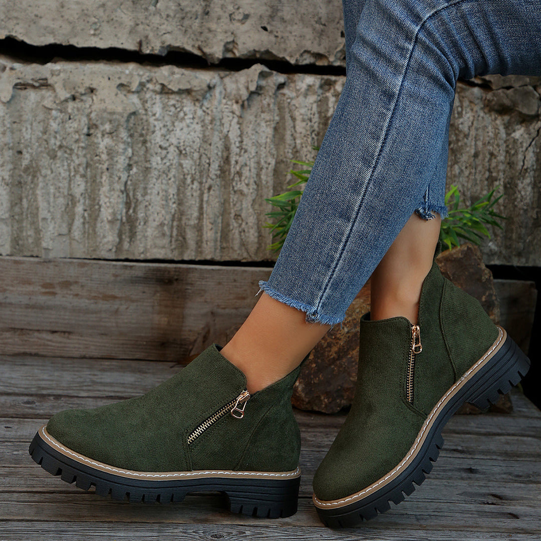 Bootara Women's Metro Chelsea Boots - Side-Zip Suede Ankle Boots with Chunky Heel (US 5-10.5)