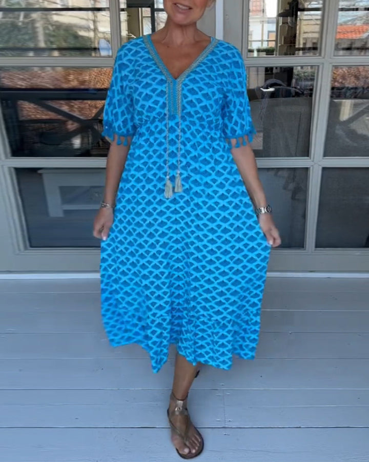 Winona - Summer V-Neck Tassel Dress