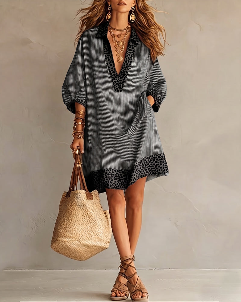 Savannah™ | Leopard Print Puff Sleeve Shirt Dress