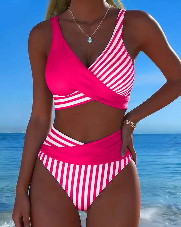 Monroe™ | Striped Cross-Front Bikini Set