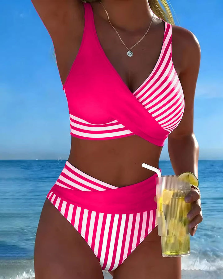 Monroe™ | Striped Cross-Front Bikini Set
