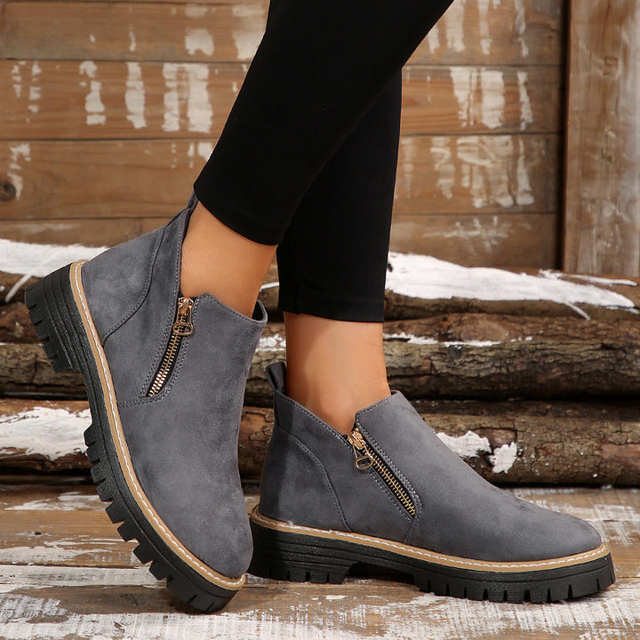 Bootara Women's Metro Chelsea Boots - Side-Zip Suede Ankle Boots with Chunky Heel (US 5-10.5)