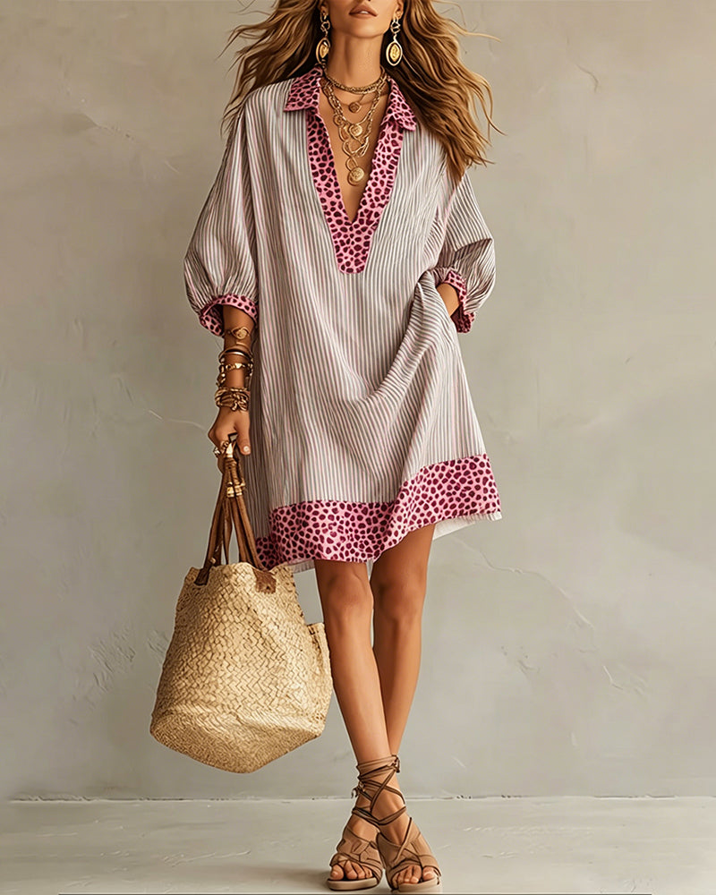 Savannah™ | Leopard Print Puff Sleeve Shirt Dress