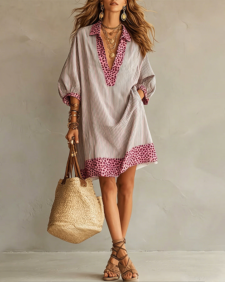 Savannah™ | Leopard Print Puff Sleeve Shirt Dress