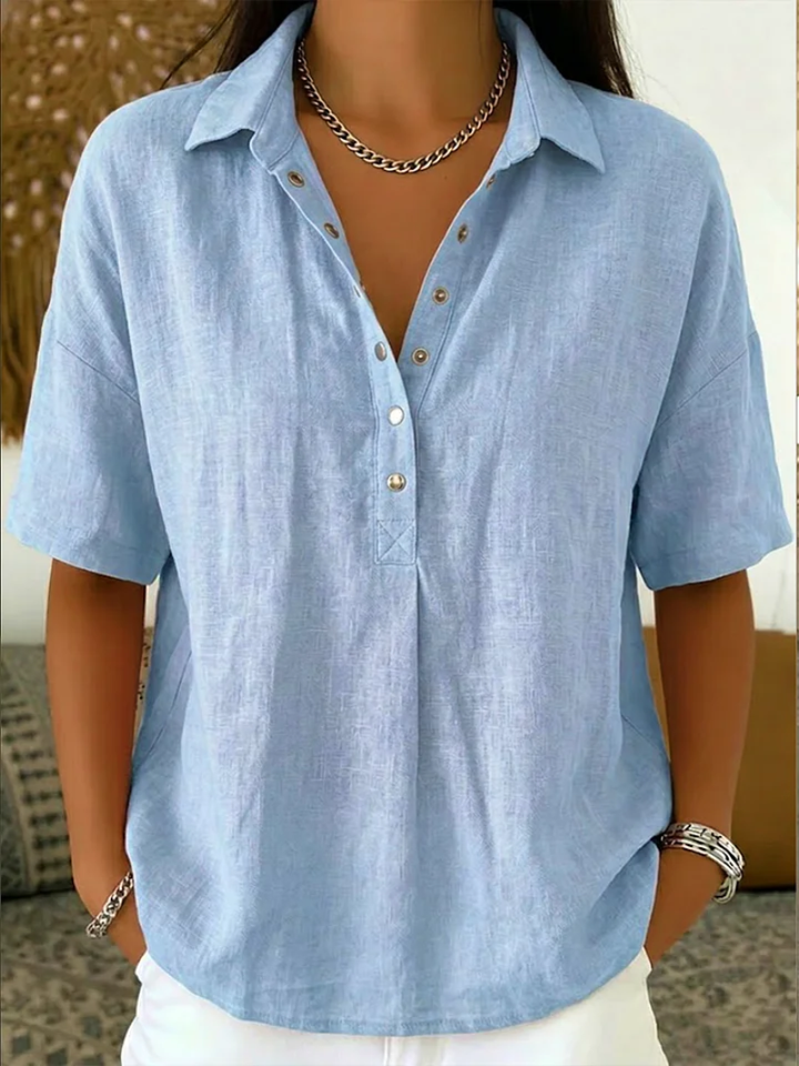 Clara | Relaxed Button Detail Blouse (Buy 1 Get 1 Free Today)