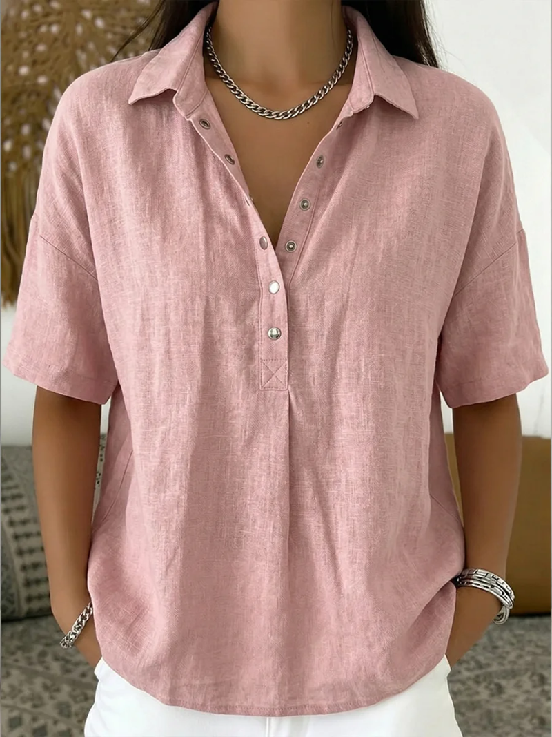 Clara | Relaxed Button Detail Blouse (Buy 1 Get 1 Free Today)