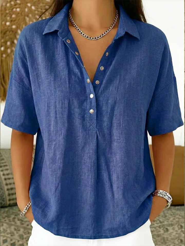 Clara | Relaxed Button Detail Blouse (Buy 1 Get 1 Free Today)