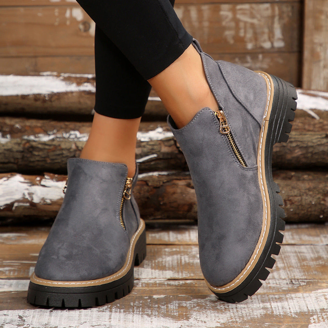 Bootara Women's Metro Chelsea Boots - Side-Zip Suede Ankle Boots with Chunky Heel (US 5-10.5)