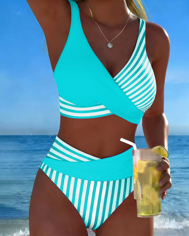 Monroe™ | Striped Cross-Front Bikini Set
