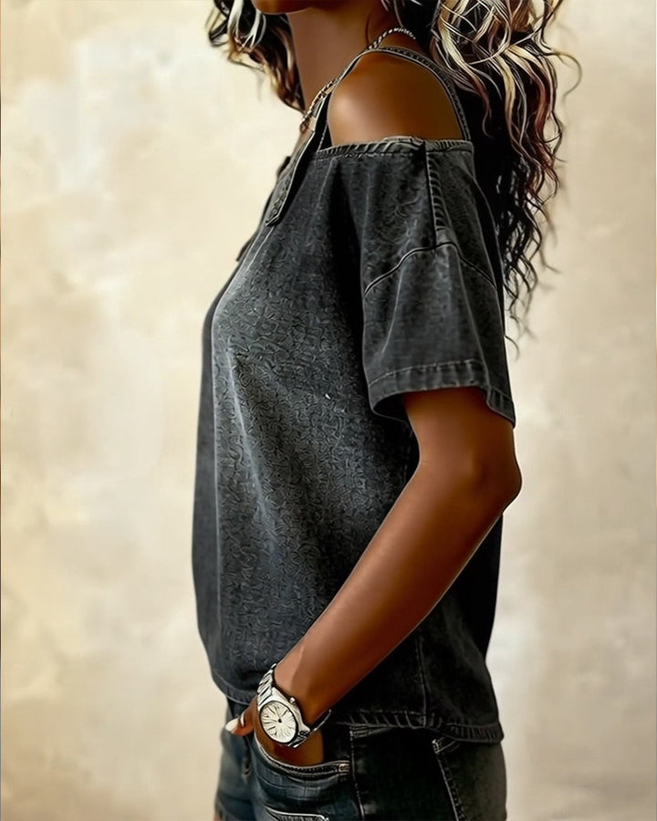 Sienna™ | Off-Shoulder Denim Strap Blouse