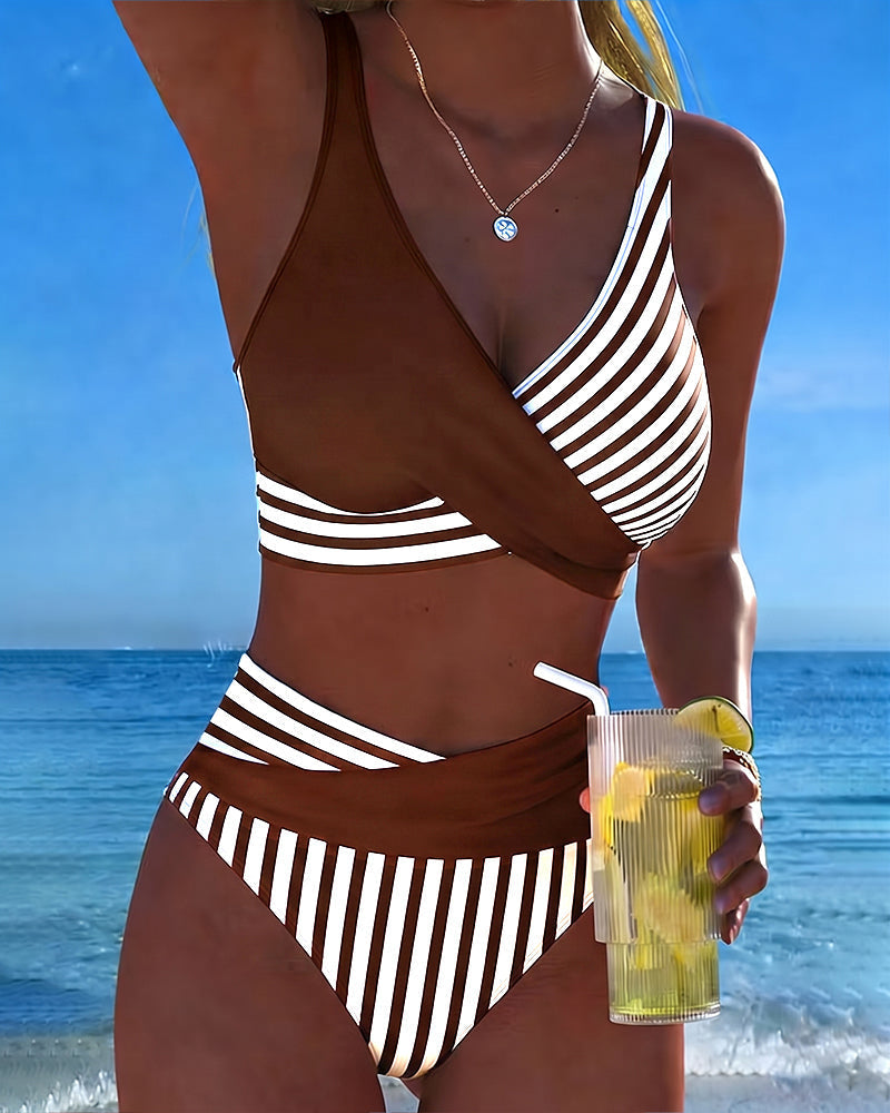 Monroe™ | Striped Cross-Front Bikini Set