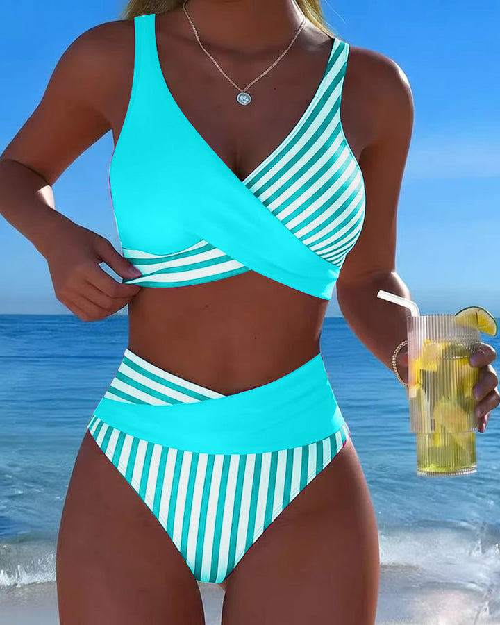 Monroe™ | Striped Cross-Front Bikini Set