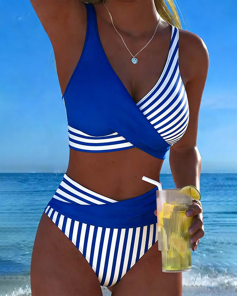 Monroe™ | Striped Cross-Front Bikini Set