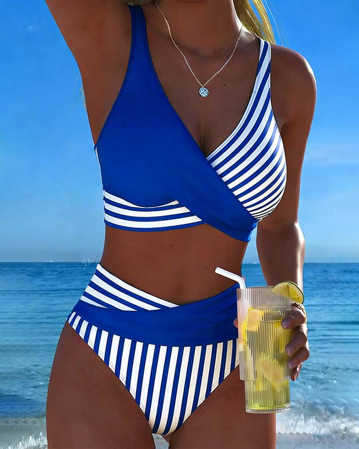 Monroe™ | Striped Cross-Front Bikini Set