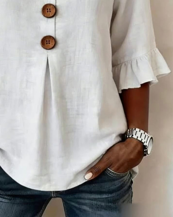 Sophia | Cotton Linen Button Blouse