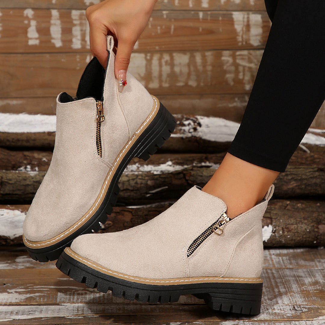 Bootara Women's Metro Chelsea Boots - Side-Zip Suede Ankle Boots with Chunky Heel (US 5-10.5)