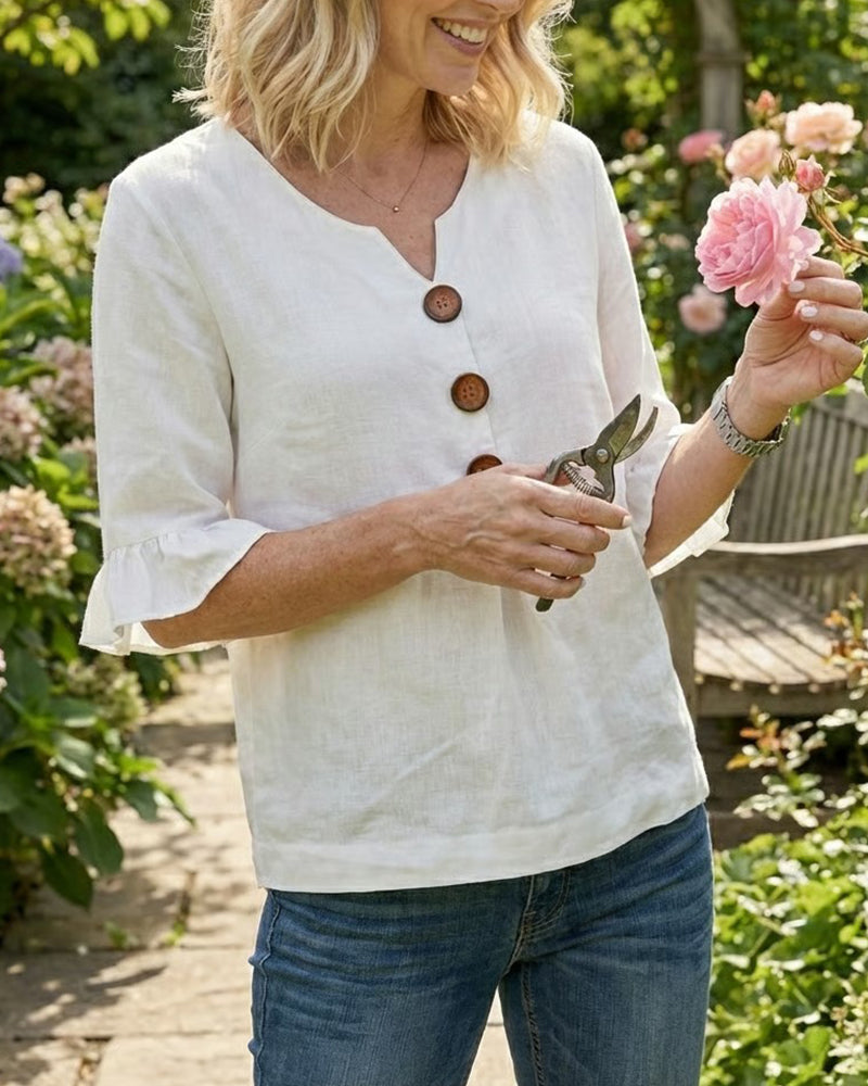 Sophia | Cotton Linen Button Blouse