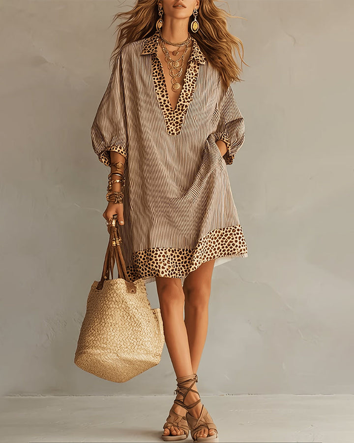 Savannah™ | Leopard Print Puff Sleeve Shirt Dress