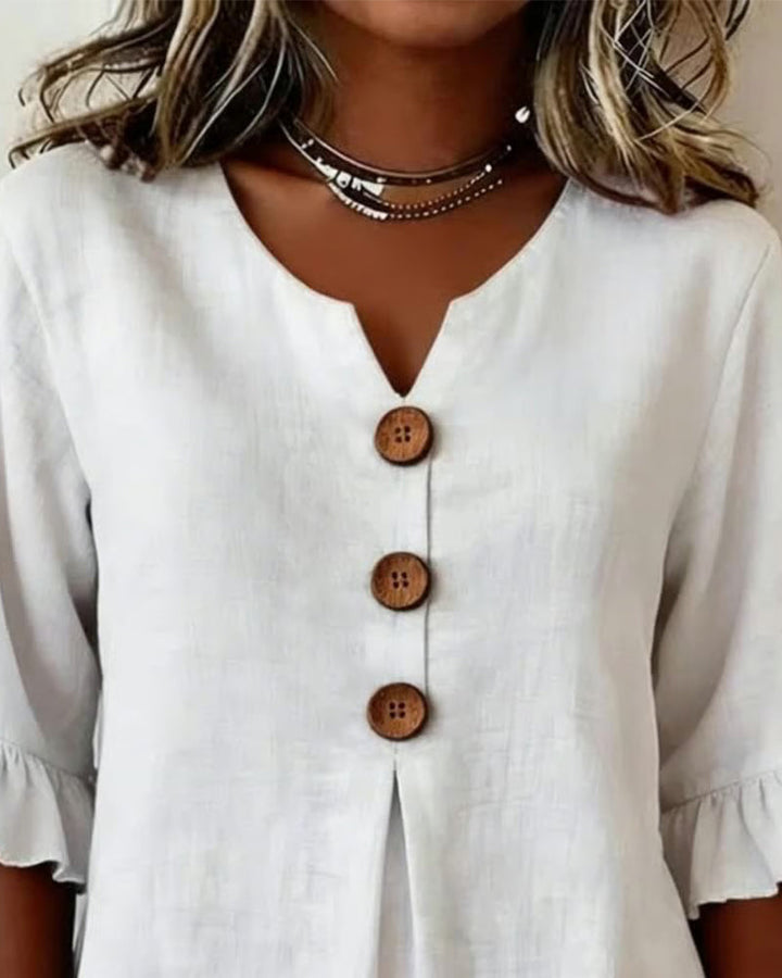 Sophia | Cotton Linen Button Blouse