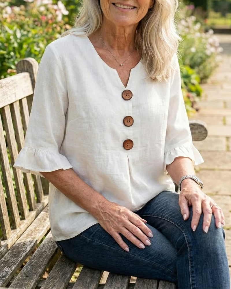 Sophia | Cotton Linen Button Blouse