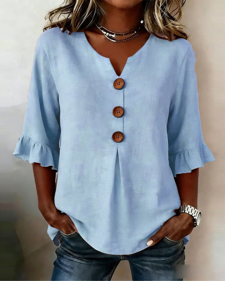 Sophia | Cotton Linen Button Blouse