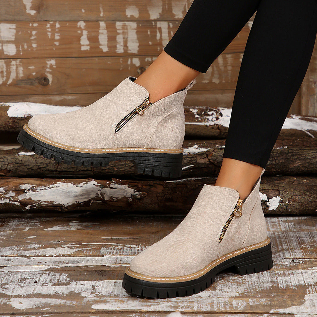 Bootara Women's Metro Chelsea Boots - Side-Zip Suede Ankle Boots with Chunky Heel (US 5-10.5)