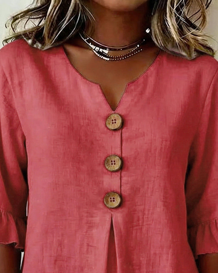Sophia | Cotton Linen Button Blouse