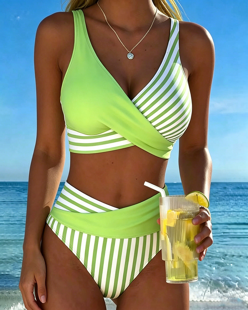 Monroe™ | Striped Cross-Front Bikini Set