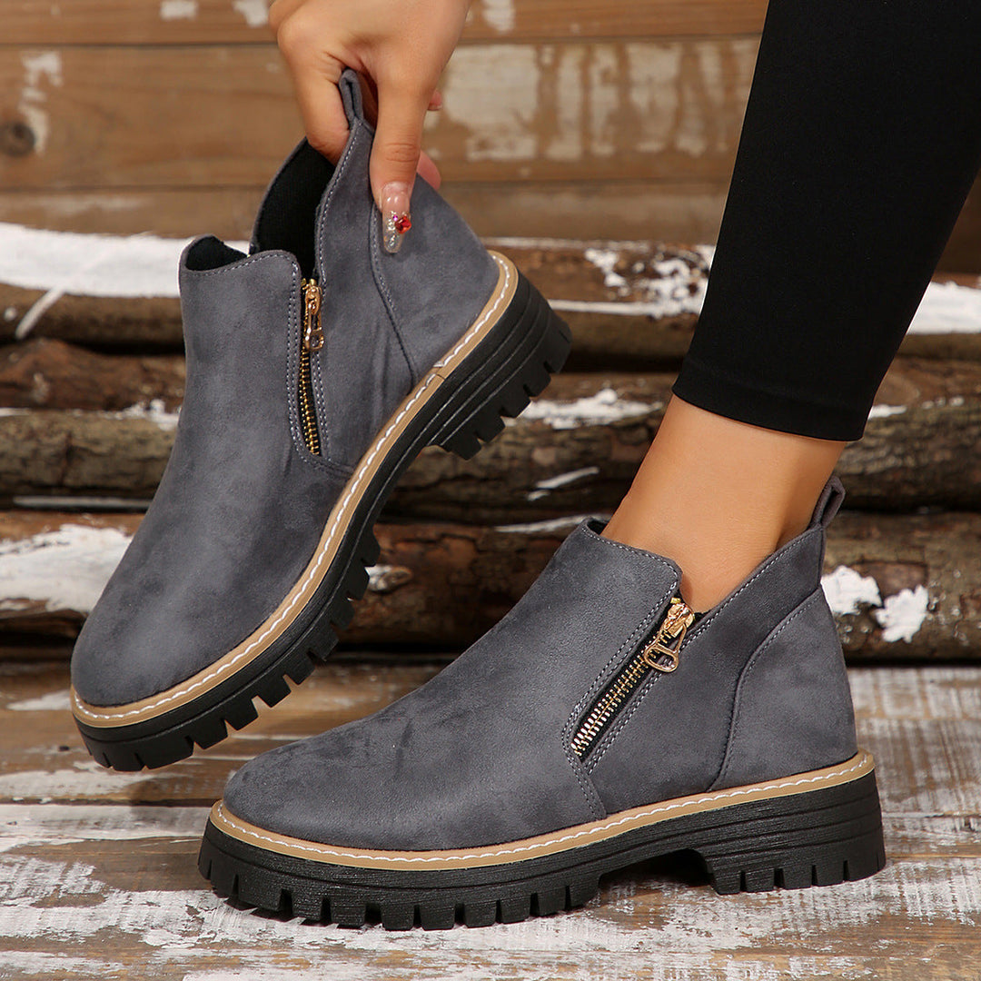 Bootara Women's Metro Chelsea Boots - Side-Zip Suede Ankle Boots with Chunky Heel (US 5-10.5)