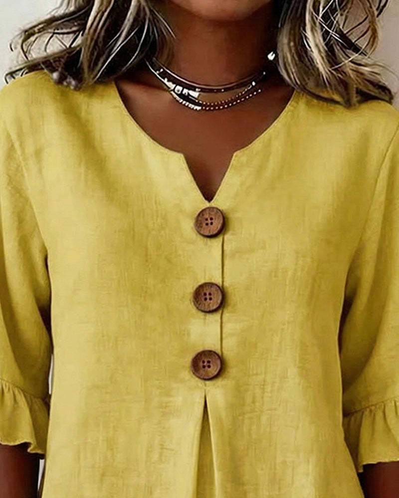 Sophia | Cotton Linen Button Blouse