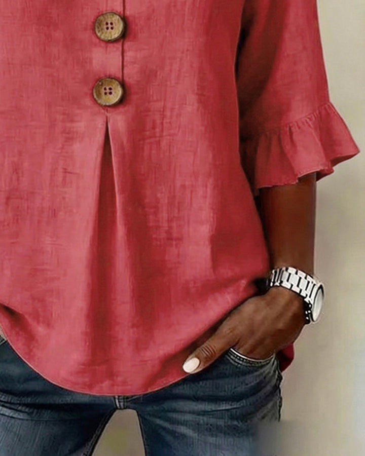 Sophia | Cotton Linen Button Blouse
