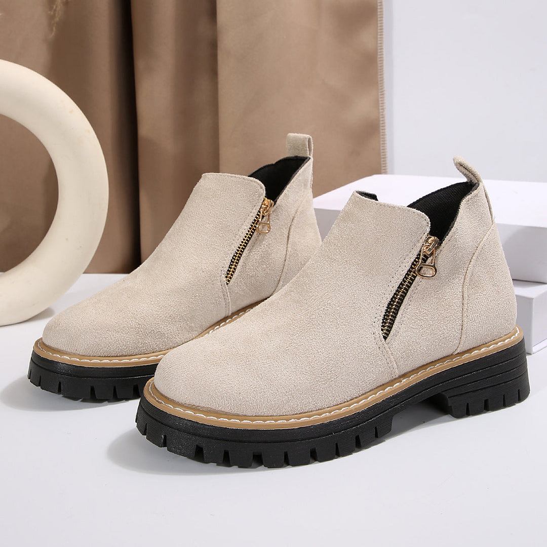 Bootara Women's Metro Chelsea Boots - Side-Zip Suede Ankle Boots with Chunky Heel (US 5-10.5)