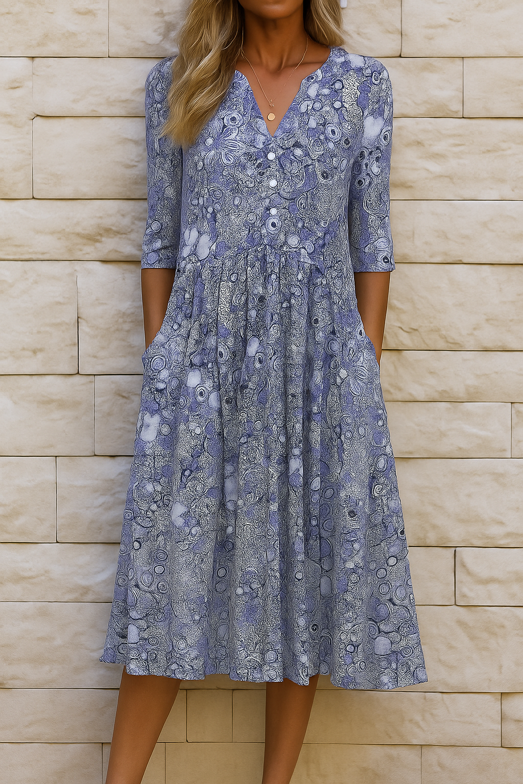 Elise™ | Elegant V-Neck Midi Dress
