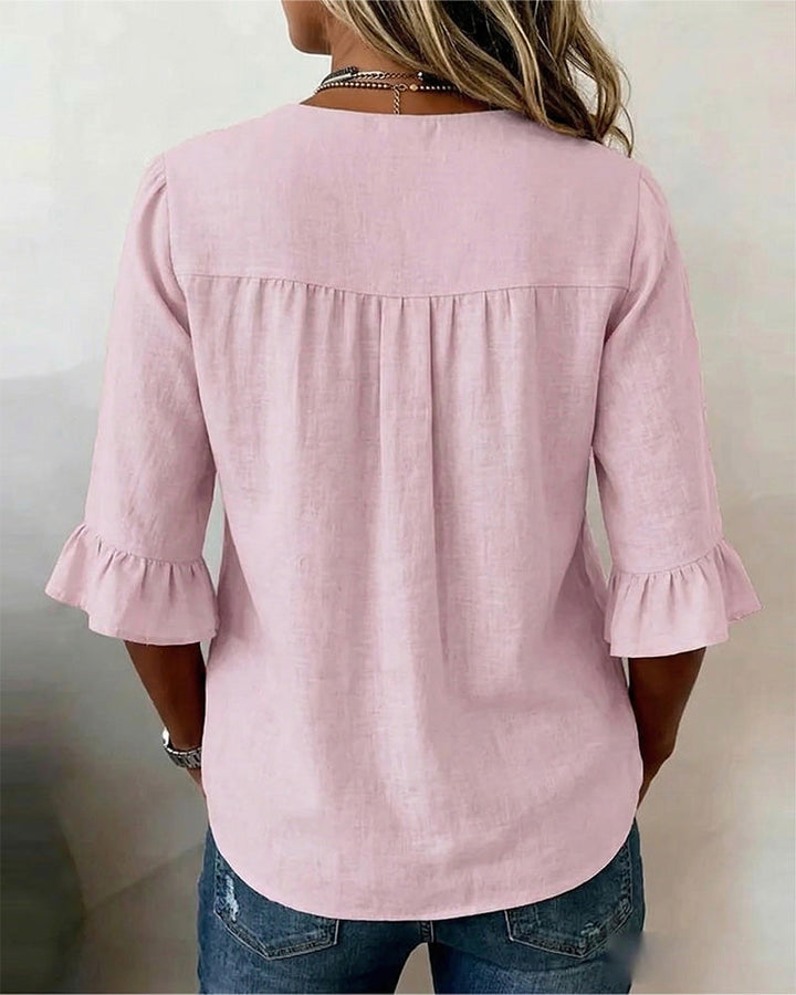 Sophia | Cotton Linen Button Blouse